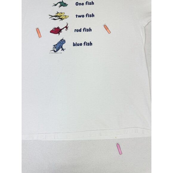 Vintage 1995 Dr Suess T-Shirt One Fish 2 Fish Book - Picture 6 of 10